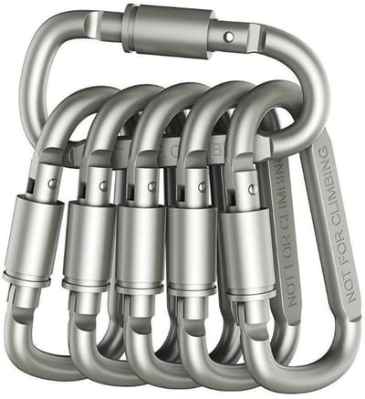 TOVBMUP Karabijnhaak sleutelhanger - Karabijnhaak met schroefsluiting - Aluminium legering - Zilver - 6 Stuks