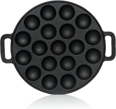 SNJY® Poffertjespan - Poffertjesmaker - Poffertjesplaat - 19 Vormen - Ø24 - Zwart