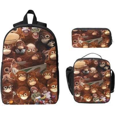 3 Stuks Aap Punch Baby Aap Speelgoed Vasthoudend Prints Schooltassen Set voor Meisjes Jongens Pennen Etuis Rugzak Sets met Lunchbox