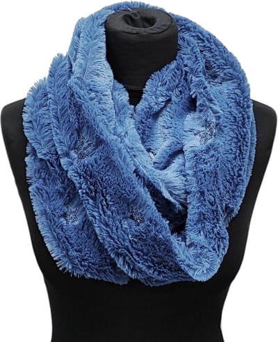 Warme Colsjaal - Imitatiebont - Sterren - Blauw - 77 x 20 cm (01317#)