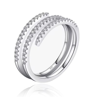 Elenza Sterling .925 Zilveren Dubbele Band Ring met Zirkonia-18mm