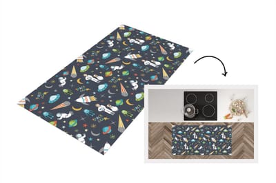 Keukenloper - Loper keuken - Astronaut - Ufo - Regenboog - Patronen - 120x60 cm - Keukenloper vinyl