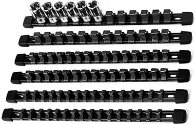 Socket Organizer - Premium Kwaliteit Gereedschap Houder voor 1/4, 3/8 en 1/2 Inch - 6 Stuks