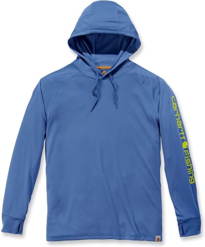 Carhartt Heren-T-shirt Fishing T-shirt met capuchon en lange mouwen, Inf. Blue Heather
