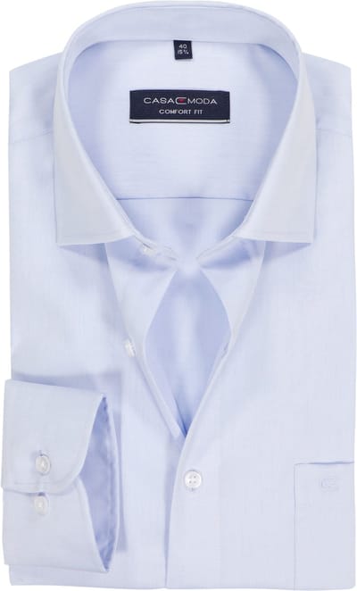 CASA MODA comfort fit overhemd - mouwlengte 7 - twill - blauw - Strijkvrij - Boordmaat: 41 (EU maat: L)