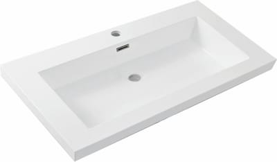 Wiesbaden Vision wastafel enkel met 1 kraangat 80x46x5,5 cm kunstmarmer glans wit
