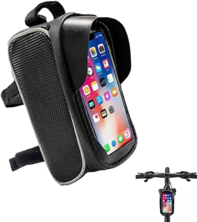 1stuks- fietstas - waterdichte telefoontas - fietstas voor op het frame - telefoonhouder voor op de fiets - fietsaccessoires - zwart - 19*12*8,5 cm - eenvoudig te installeren - geschikt voor fietsen
