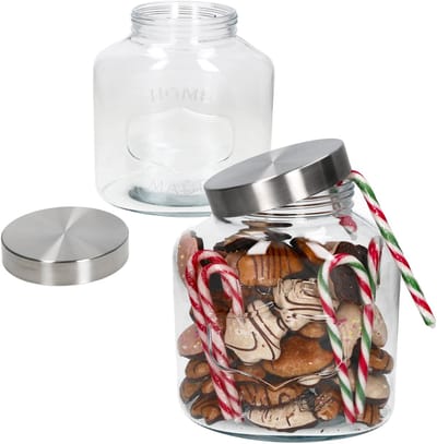 2-delig NIKO koekjesglas met metalen deksel 2,5L - 23467415