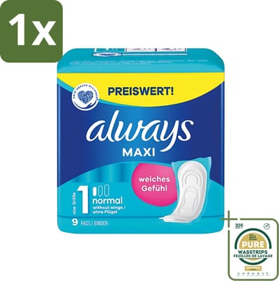 1 x Always Maxi - Maandverband - Maat 1 - Normal - 9 Pads- Maandverband - Menstruatie - Absorptie - Comfort - Hygiëne