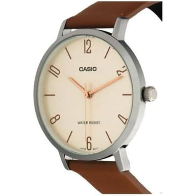 CASIO STANDARD serie, mode, zakelijk, retro, literair, veelzijdig, klassieke wijzers, digitale weergave, groot wijzerplaat, waterdicht, Kwarts, leer LTP-VT01L-5B zwart