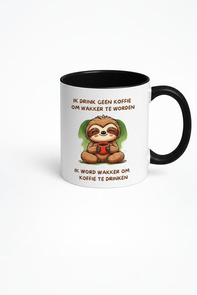 Grappige Koffiemok met Sloth - Ik Word Wakker Om Koffie te Drinken