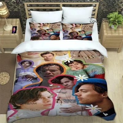 Singer H-Harry-Styles Beddengoedsets prachtige bedbenodigdhedenset dekbedovertrek beddekbedset beddengoedset luxe verjaardagscadeau EU Single 135x200cm