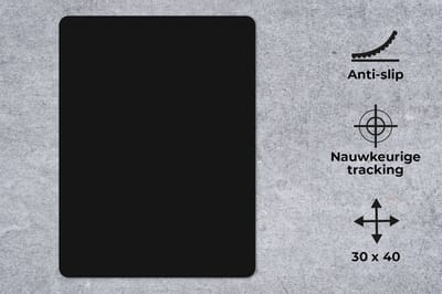 Muismat - Bureaumat onderlegger - Zwart - Effen kleur - Interieur - Kleuren - 40x60 cm - Muismat zwart - Mousepad - Bureau mat