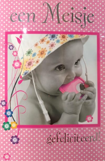Luxe Wenskaart Geboorte Dochter - Meisje - Meid - Ooievaar - Art of Cards - 11,5x17cm - Dubbele Kaart - Met Envelop - Kaart - Greeting Card - 1 Stuks - In Folie Verpakt - 213234 - Birth Girl - Geburt Madchen - Naissance d'une Fille - Gratis Verzonden