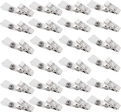YANGWEN Metal Badge Clips with Clear PVC Straps, 50pcs Crocodile Clips with Clear Plastic Loop for ID Card, Badge - ShopVlot