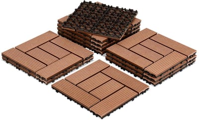 WPC Terrastegels - Kliktegels Vlonder - Buiten Vloer Leggen - Weerbestendig Drainage - 30 x 30 cm - Bruin