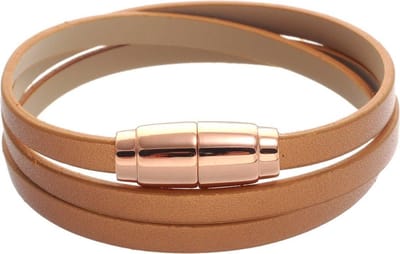 Behave - Cognac armband imitatieleer - Rosékleur sluiting - Casual chic