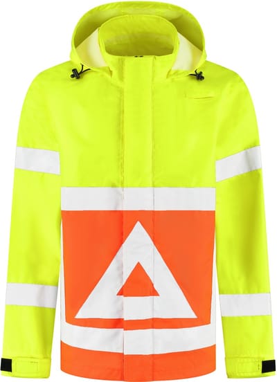 JS - RWS Verkeersregelaar Regenjas Met Capuchon - Fluor Geel Oranje - Maat XS
