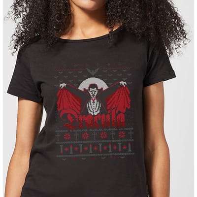 Universal Monsters Dracula Dames Kerst T-Shirt - Zwart - 3XL