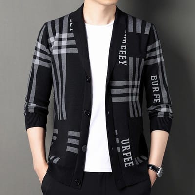 Lente en Herfst Nieuw Vest Herenmode Casual Breigoed Kleurblok Lange Mouw Top Koreaanse Stijl Mode Herenkleding XXXXL