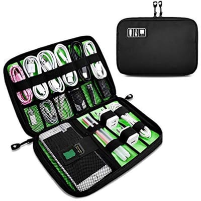 Kabeltas Organizer Reizen – Universele Accessoiretas voor Oplaadkabels, Powerbank, USB en SD-kaarten (Zwart)