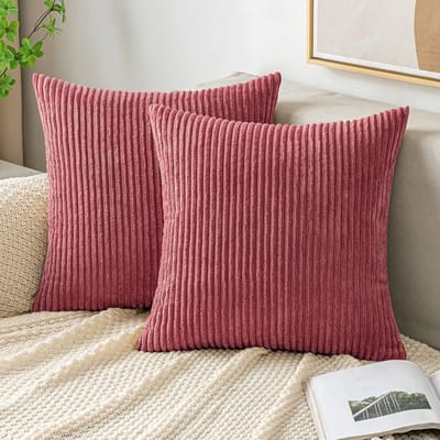 Dailygoods- Sierkussensloop 50x50 cm - Ribfluwelen Hoes - Decoratieve Kussenhoes - Zacht Materiaal - Onzichtbare Ritssluiting - 2 Stuks