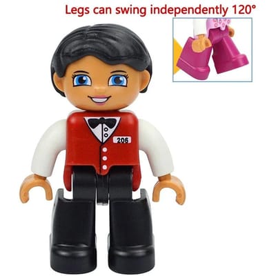 Poupées de Grande Dimension Blocs de Construction Figures Familiales Fermier Princesse Pirate Ouvrier Police Personnages Larges Briques Compatibles Jouets Duploes