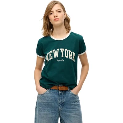 Superdry - Athletic Essential Ringer T-shirt met aansluitende pasvorm - Dames - T-shirts