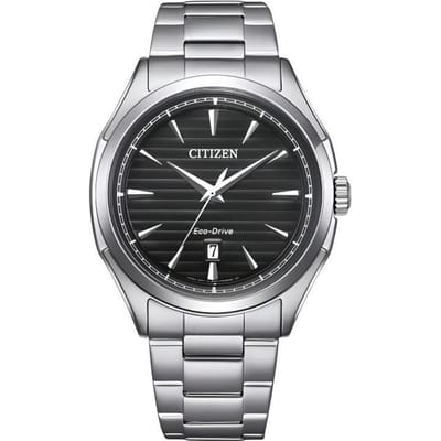 CITIZEN Étanche 100 Mètres Solaire Quartz Bracelet Acier Montre Homme Cadran Noir AW1750-85E noir