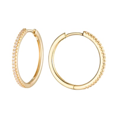 Oorringen goldplated/zirkonia steentjes/25mm/Bling-it