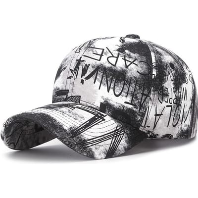 Coole Casual Baseballpet met Graffiti Patroon, Trendy Straatstijl Zonnehoed met Kleurrijke Schildering, Voor Zowel Mannen Als Vrouwen gray