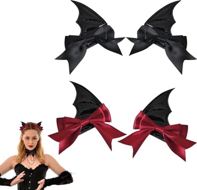 Halloween Haarclips voor Meisjes - 4 Stuks, Gothic Accessoires, Schattige Kleine Duivel Vleugels, Cosplay Decoratie voor Feestjes en Kostuums