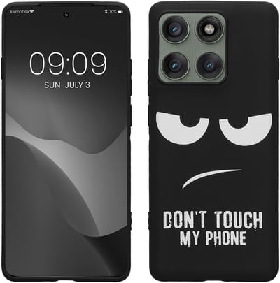kwmobile telefoonhoesje geschikt voor Motorola Edge 60 Pro - Hoesje voor smartphone in wit / zwart - Backcover van TPU - Don't Touch My Phone design