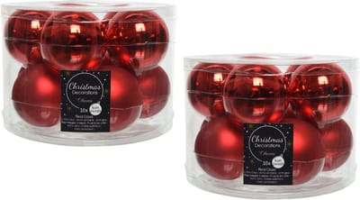 Decoris Kerstballen set - 20x stuks - kerst rood - glas - 6 cm - glans en mat - kerstversiering