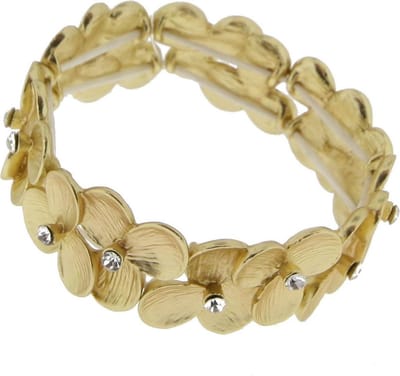 Behave - Armband dames - Goudkleur bloemetjes met steentjes - Zomerstijl