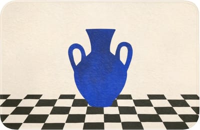 WC mat 60x40 cm - Antislip - Vaas - Blauw - Geblokt - Modern - Toiletmat - Vloermat - Douchemat - Toilet tapijt - Toiletmatten