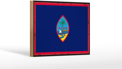 Holzschild Flagge Guams 18x12 cm Retro Flag of Guam Dekoration