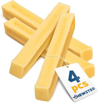 CHEWSTER Käsestangen - Kaukäse Hundeknochen - Kaukäse für Hunde - Langer Kauspaß aus natürlicher Milch – Natürliche Käse-Kauknochen (136 g, S, 4er Pack)