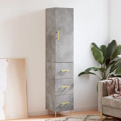 vidaXL - Hoge - kast - 34,5x34x180 - cm - bewerkt - hout - betongrijs