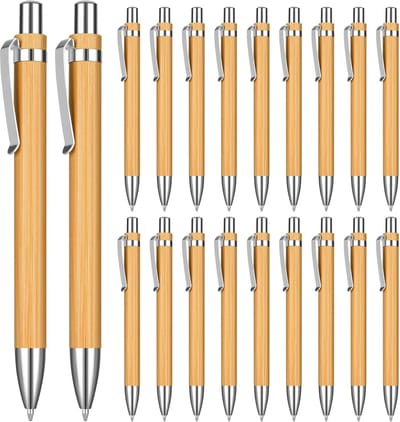 bamboe balpen, houten pennenset, houten balpen schrijfgereedschap voor dagelijks kantoorleven, duurzaam, milieuvriendelijk, bamboe, tarwestro, buikspieren (20)