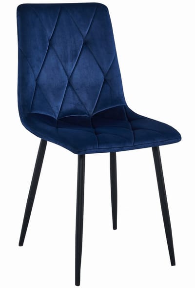 Eetkamerstoel LIBRA Donkerblauw – Zwarte Metalen Poten, Modern Velvet Bekleding, Ergonomisch Design, Max. 120 kg