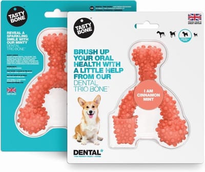 TastyBone - Small - Dental Trio Bone - Cinnamon & Mint - Hond - Kauwspeelgoed - Vegan - Kluif - Nylabone
