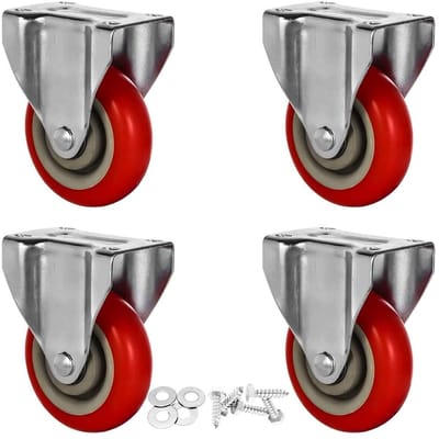 Vaste Zwenkwielen - Industriële Wielen - Apparatuur Verplaatsen - Polyurethaan - 4 inch - Rood