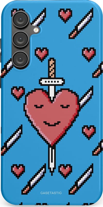 Casetastic hoesje geschikt voor Samsung Galaxy S23 FE - Dubbellaagse bescherming - Zwaard saga - Fashion Case - Lichtblauw Zwart Koraal