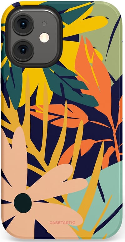 Casetastic Hoesje Geschikt voor Apple iPhone 12 Mini - Stijlvolle Beschermende Duo-layer Case - Ruwe bloemen