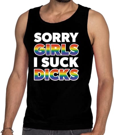 Sorry girls i suck dicks - gaypride - tanktop - zwart - heren - mouwloos shirt - LHBTI S