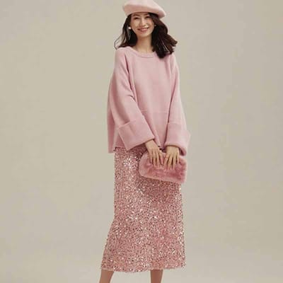 Pull Rose à Col Rond et Manches Trois-Quarts pour Navetteur Automne et Hiver pour Femme Pull Ample Couleur Unie XXXL rose