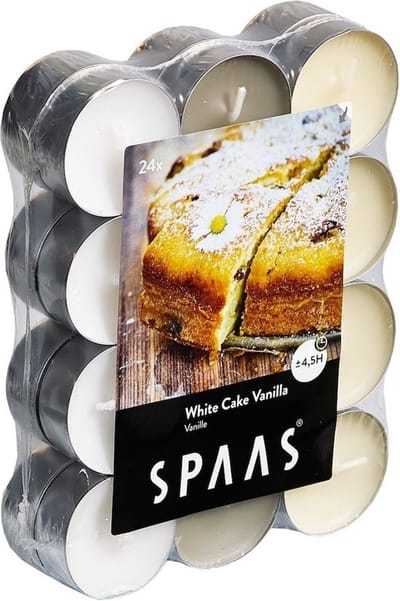 Spaas Geurtheelichtjes/waxinelichtjes - 96x - White Cake Vanilla - 4,5 branduren - geurkaarsen