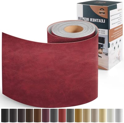 Complete Faux Leather Reparatieset met Zelfklevende Patches voor Meubels, Autozetels en Tassen - 10 x 160 cm in Neu Weinrot