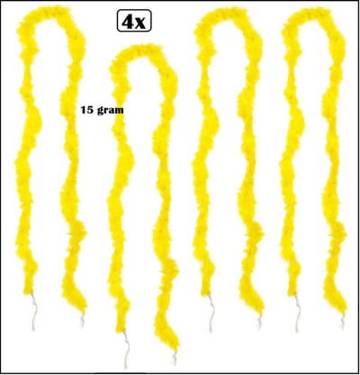 4x Marabou boa geel 180cm 15gram - boa small - Thema feest party zomer festival Tropical feest